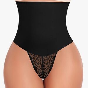 Hey Girl Tummy Control Thong Shapewear Mid High Waisted Body Underwear Lace